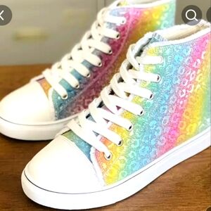 Women's 🌈 Rainbow High Tops Tennis Shoes, Size 7 (New)